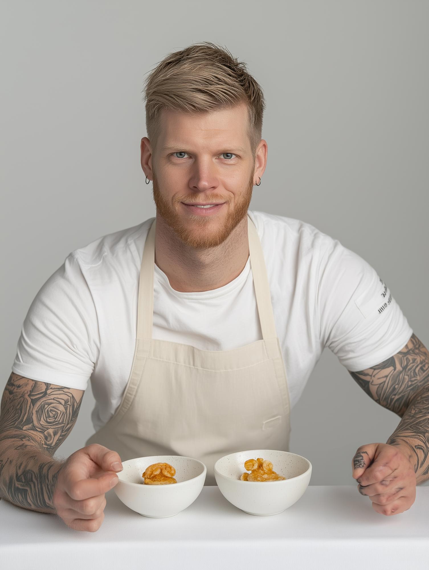 portrait of the founder in apron